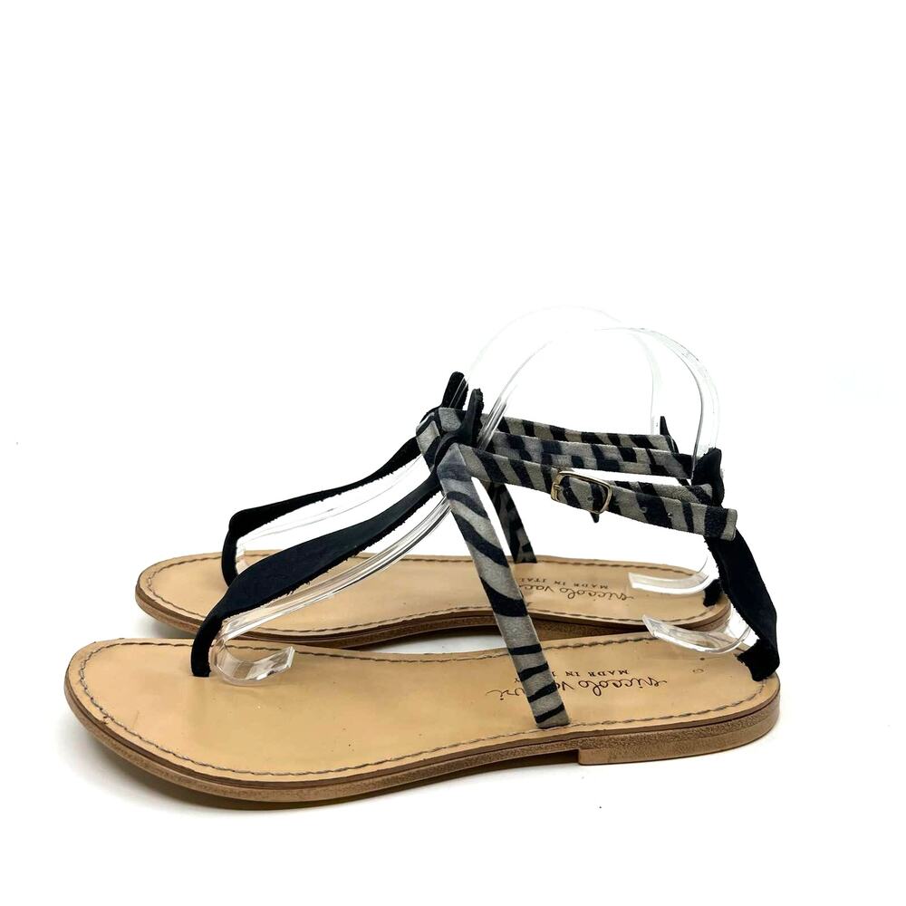 Niccolo Vacari Zebra Suede T Strap Ankle Strap Sandals 9 US